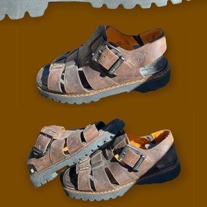 ❌ SOLD ❌ Timberland Brown Open Toe Leather Buckle Fisherman Sandals Men 7